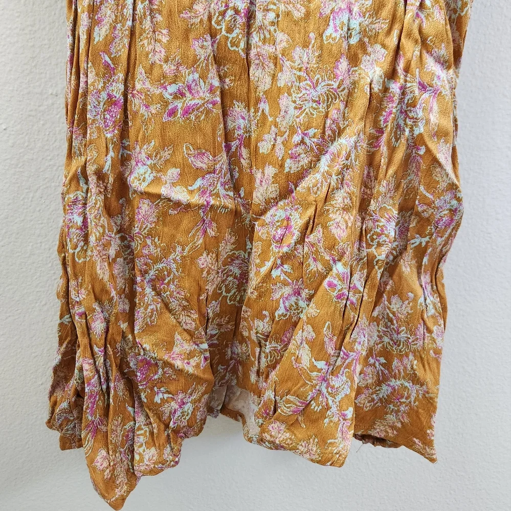 Free‎ People Lucie Mini Dress Antique Coin Combo Mustard Yellow Open Back Size 2